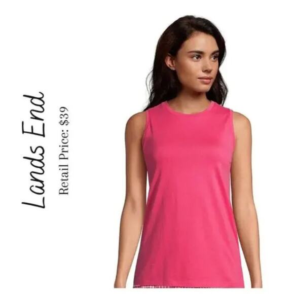 NWOT Lands End Pink Cotton Essential Tank Size XL - Picture 1 of 5